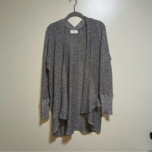 Anthropologie Braeve Knit Grey Cardigan Long Waterfall Slouchy Open Knit Front